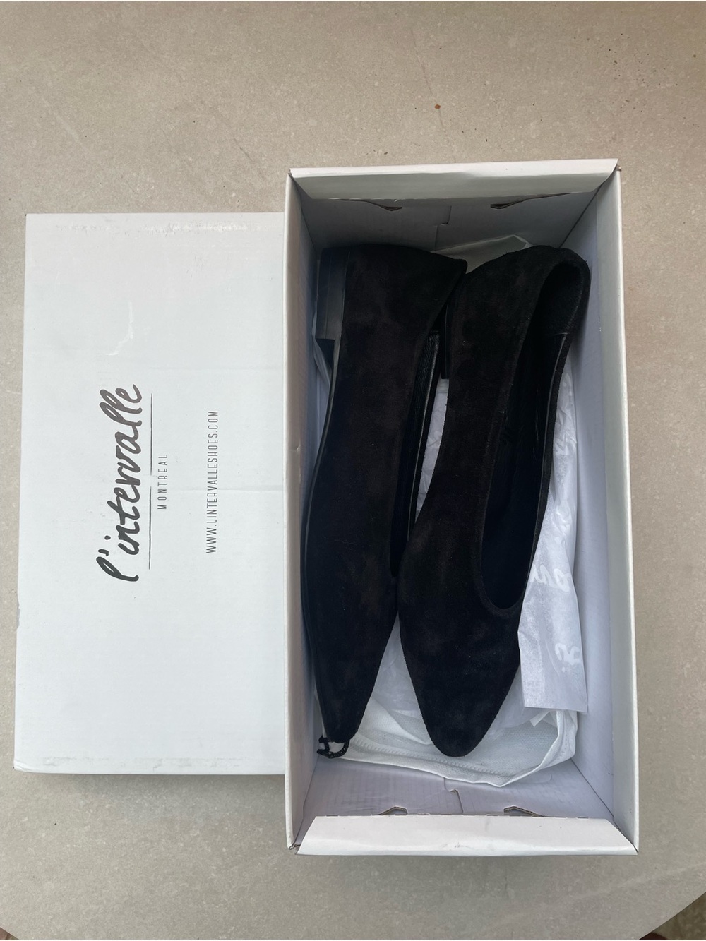 L’intervalle Black Suede Pointed Ballet Flats - Women's